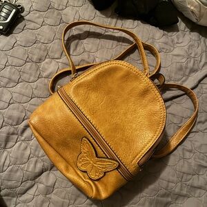 Tan Leather Mini Butterfly Backpack